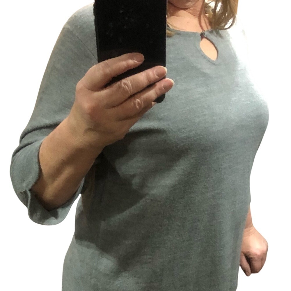 Kim Rogers Signature Cashmalon, Ladies Sweater, Heather Gray, 1X